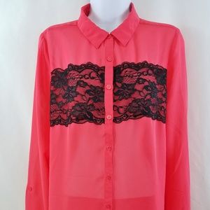 Maurices Women's Blouse Size Medium Sheer Lace
